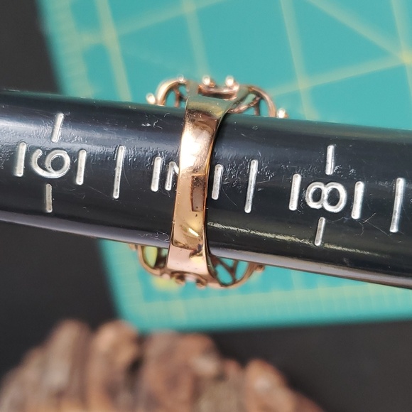 Sterling Silver 925 Rose Gold Turquoise Statement Ring - Picture 4 of 7